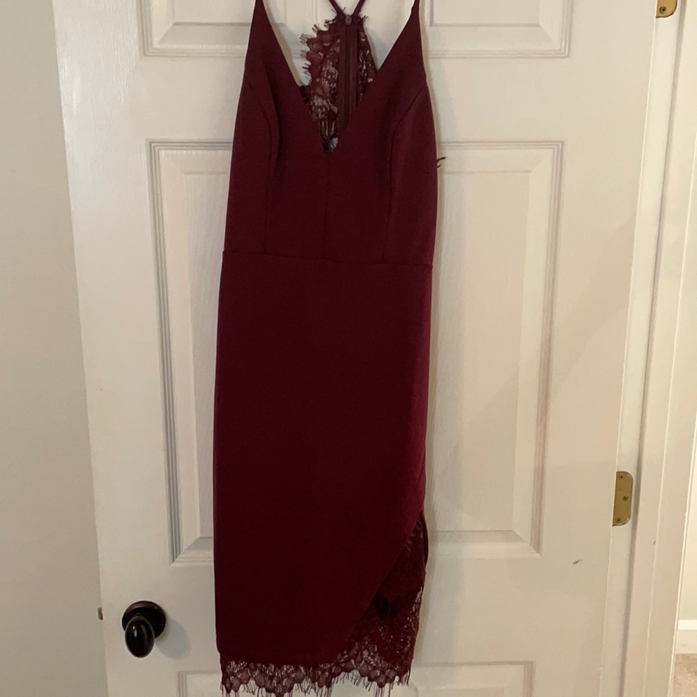 ASTR burgundy dress with lace detail